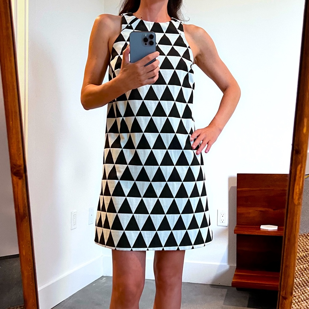 ASOS Jacquard Triangle Shift Dress Black & White